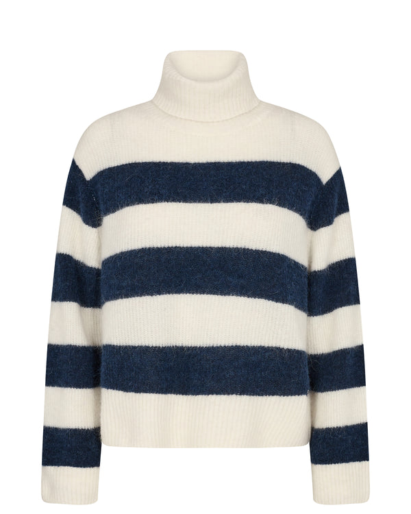 Aidy Thora stripe rollneck in cream and navy front