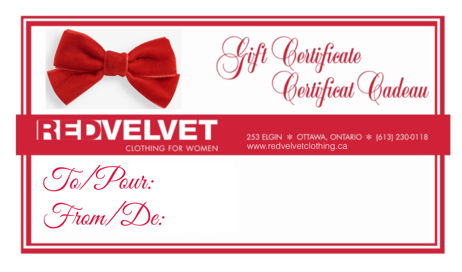 REDVELVET GIFT CARD – REDVELVET Clothing