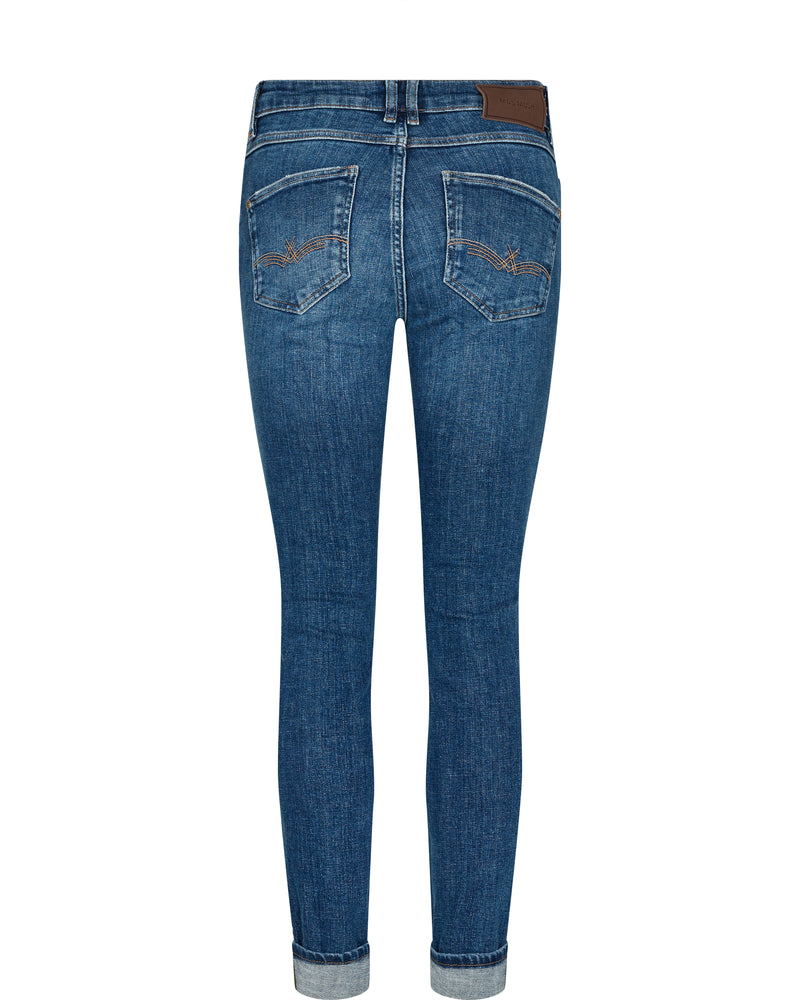 Mos Mosh Vice Alvera Jeans slim leg high waist with destroyed details at the front. very flattering jeans back view