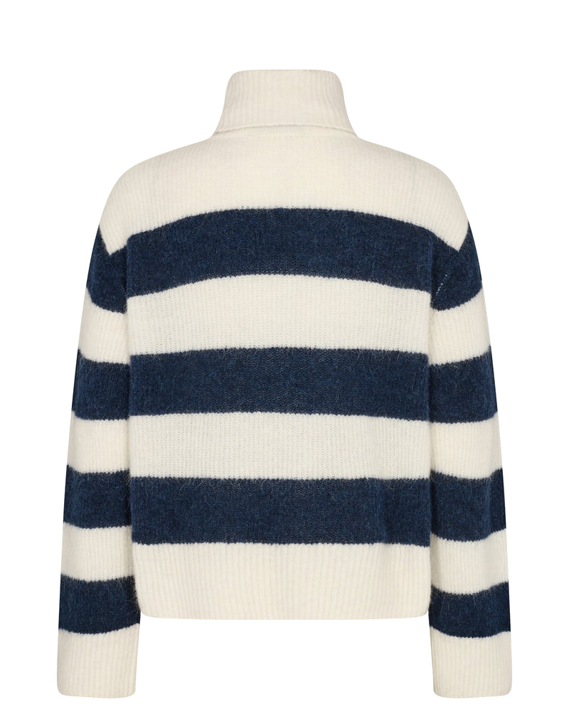Aidy Thora stripe rollneck in cream and navy back