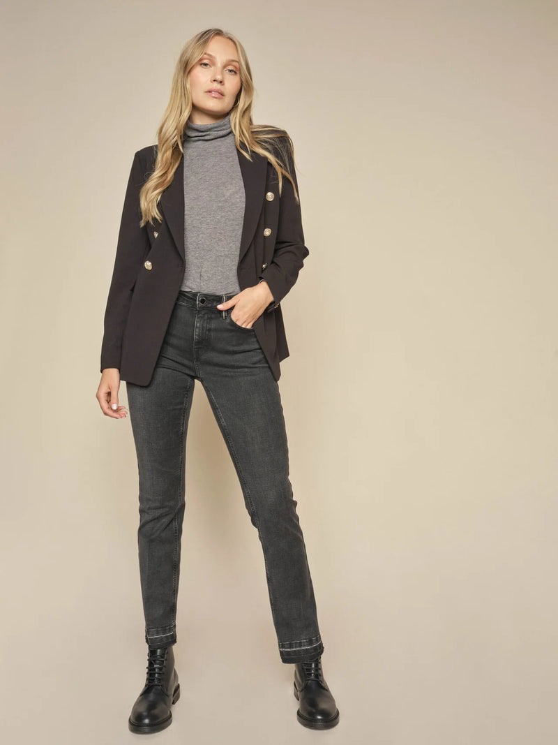 Available at REDVELVET clothing for Women those black wash jeans a straight leg, chic high rise. The undone hem adds a cool, lived-in vibe to the look. Pair them with a silk singlet and an Babeth Lunie blazer for a fashion-forward outfit. Both items are designed by Mos Mosh