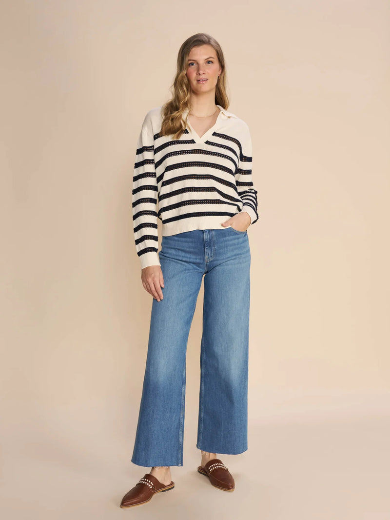 Mosmosh rora stripe sweater linen and cotton. Sophisticated style perfect for every Spring Summer occasion.  Available at REDVELVET clothing for women