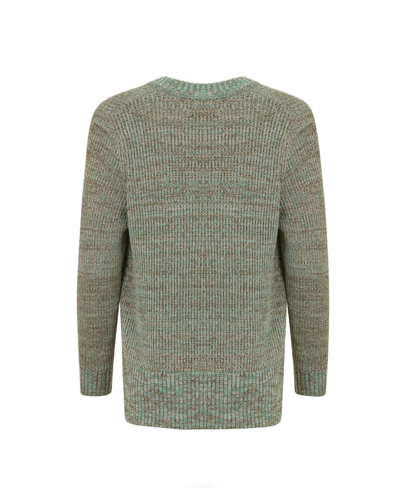 V Neck Sweater in Green Mix Seawool
