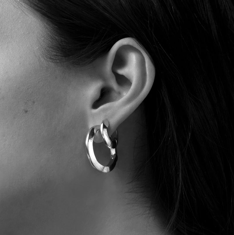 Toni Hinged Silver Hoop Earrings